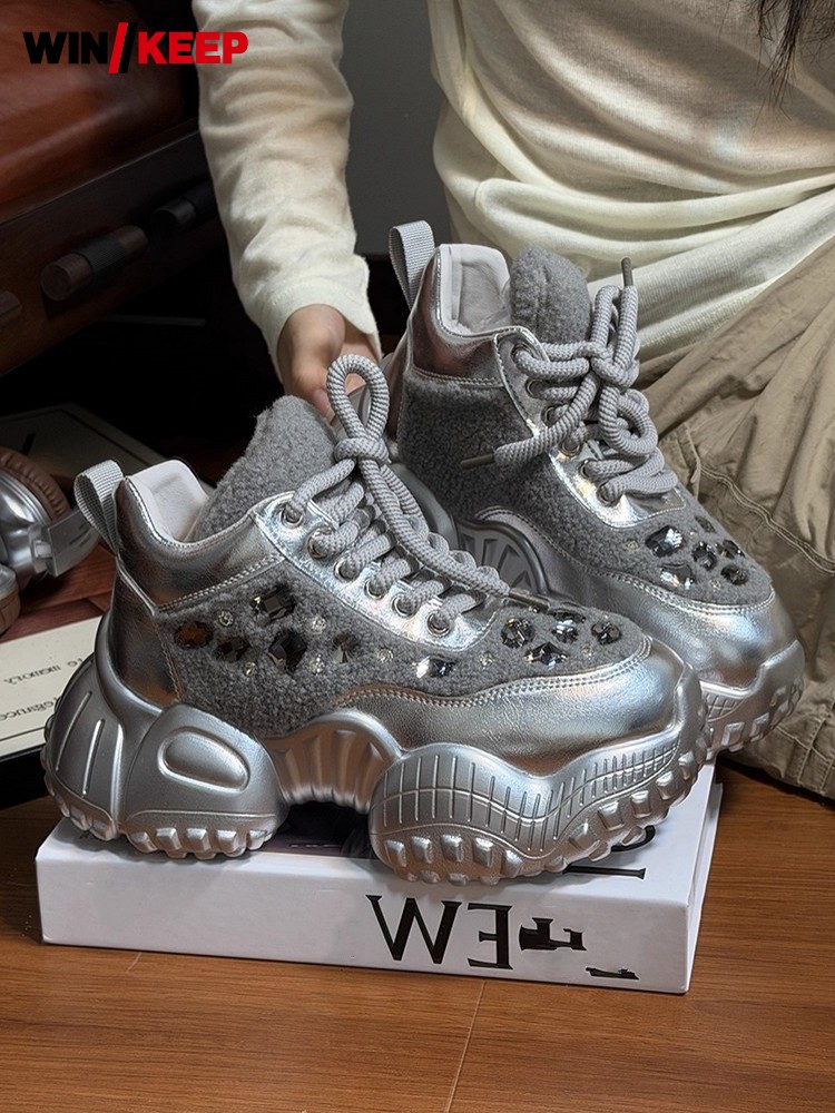 Outdoor Sport Flooring - Winter Women Thick Platform Warm Fleece