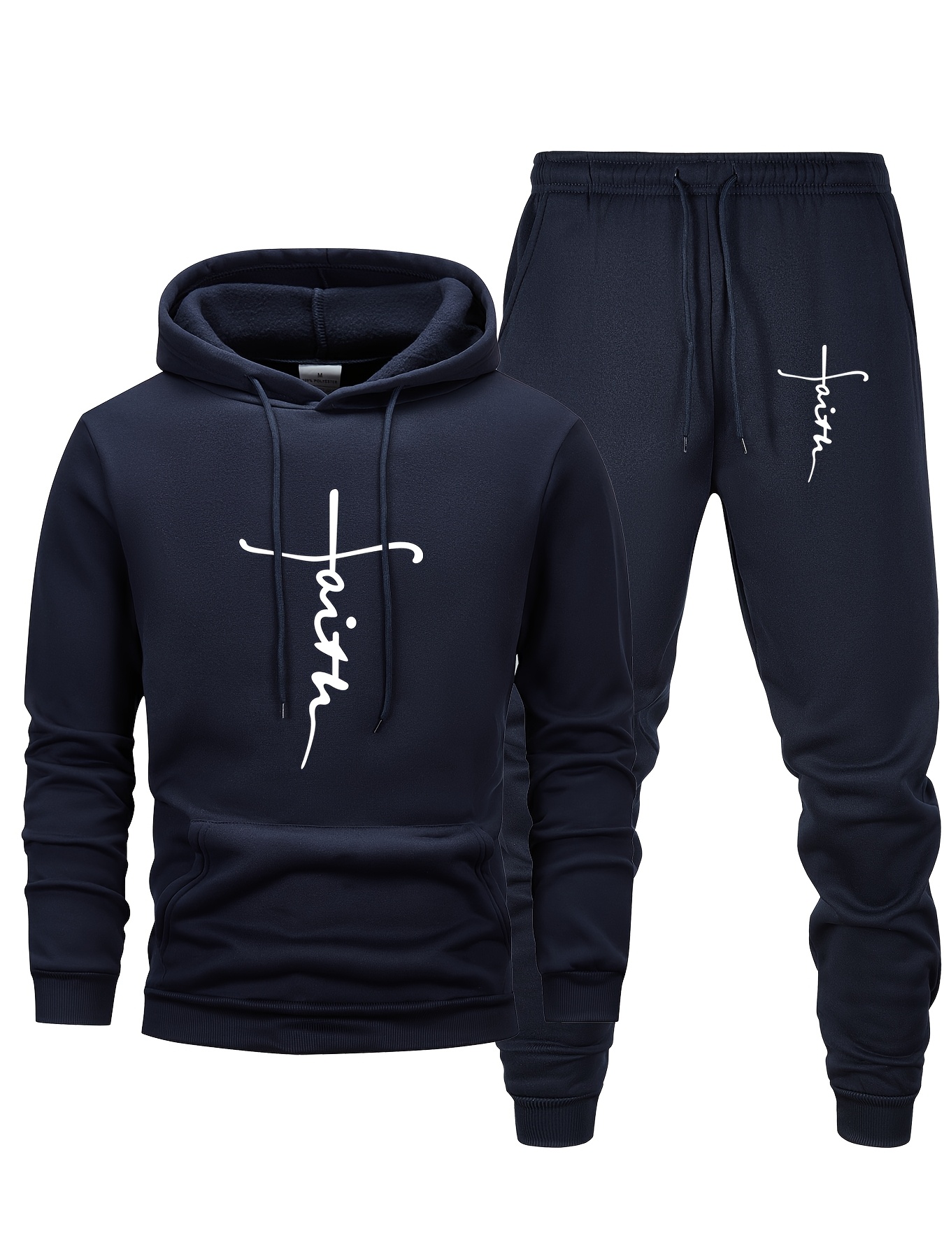 Men Faith Print 2‑Piece Tracks - Outdoor Sports Outfit review and price